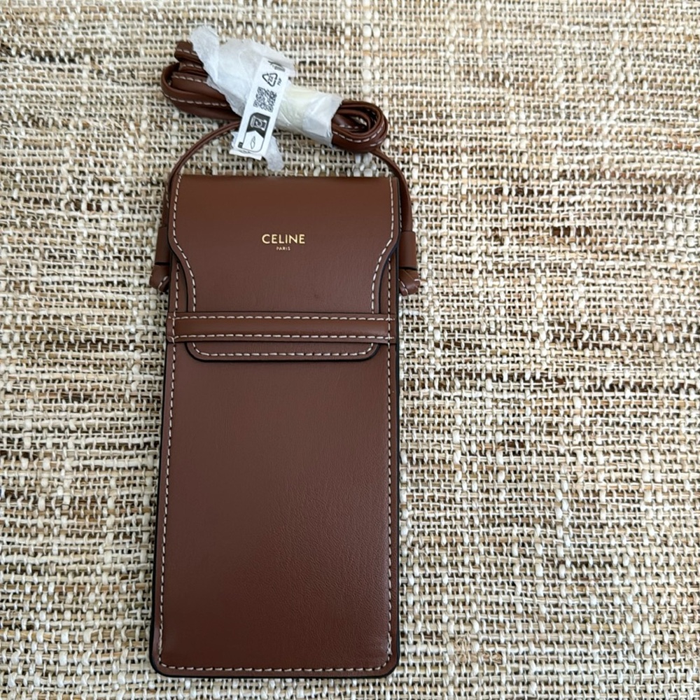 Brand New - Celine Smooth Natural Leather crossbody Eyeglass/Phone pouch